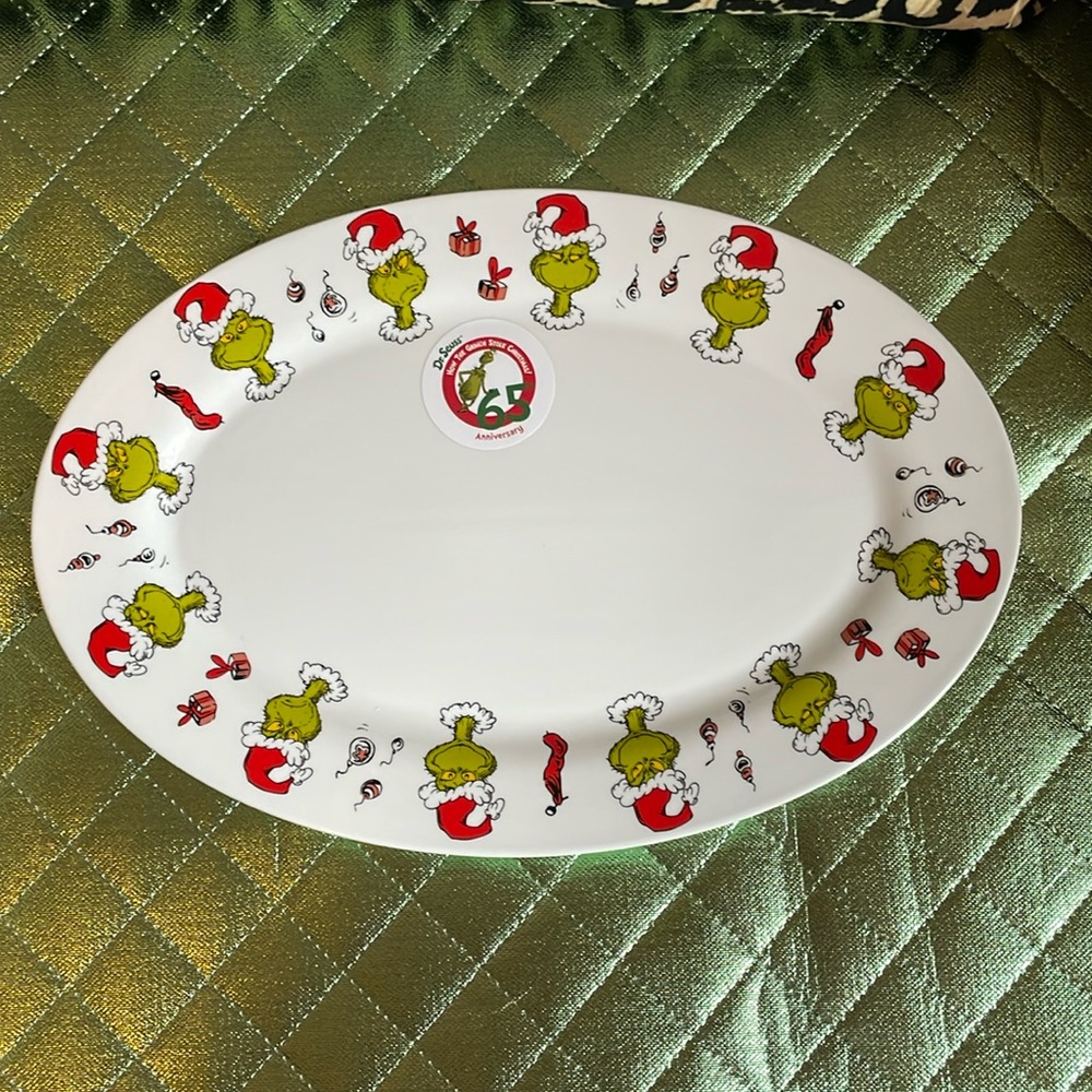 The Grinch Dr. Seuss Ceramic Plate 65th Anniversary